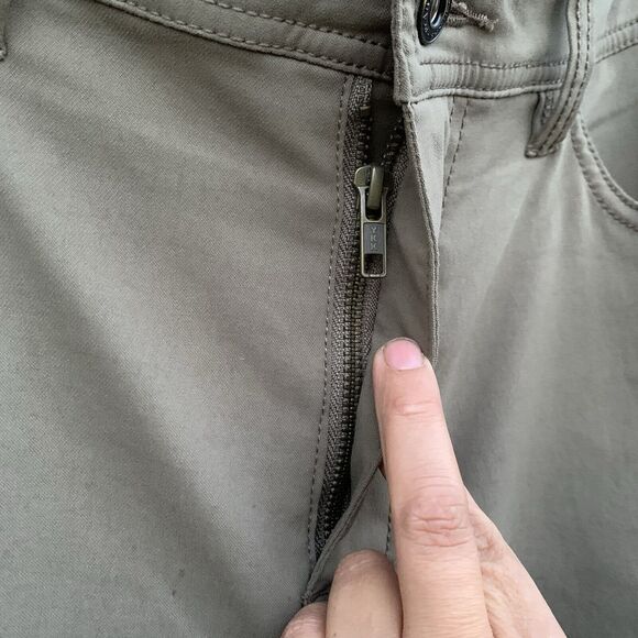 PRANA Pants Mens Sz 36 Brown Stretch Water Repellent Fabric Zip 6 Pocket Outdoor - Picture 9 of 13